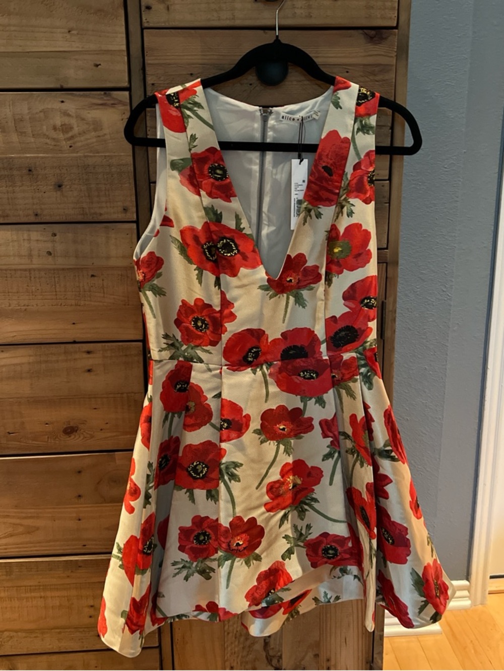 Alice + Olivia Mini Dress with Red Floral Print - Picture 2 of 6